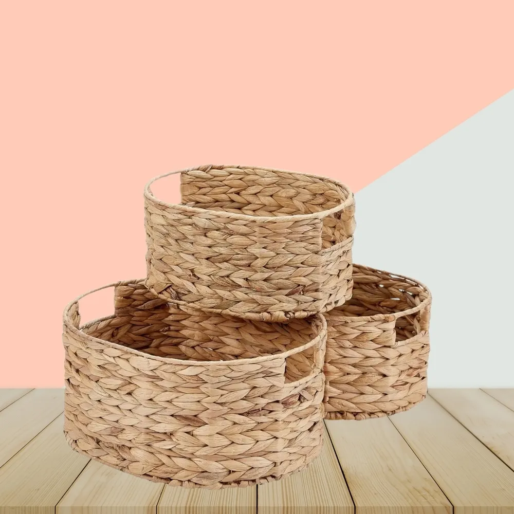 Best Choice Set of 3 Natural Wicker Nested Baskets with Handles Multifunctional Bulk Nesting Water Hyacinth Storage Baskets From Vietnam  7