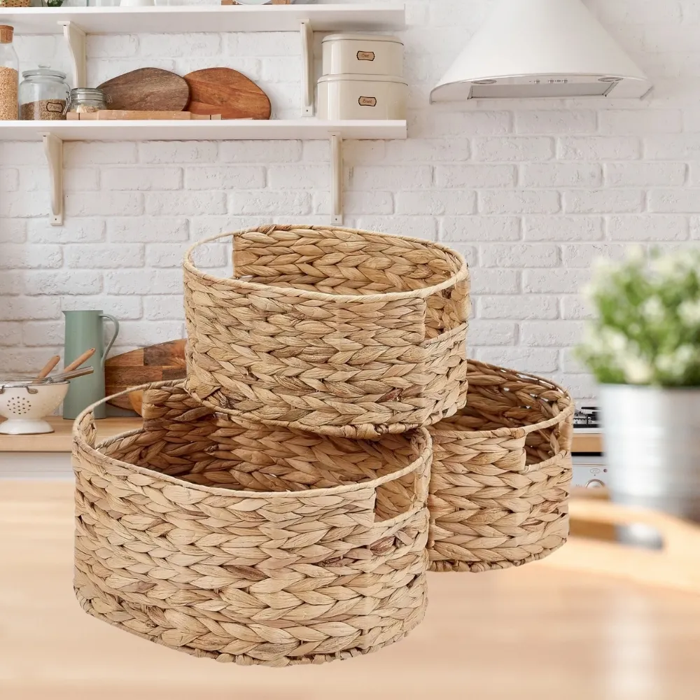 Best Choice Set of 3 Natural Wicker Nested Baskets with Handles Multifunctional Bulk Nesting Water Hyacinth Storage Baskets From Vietnam  5