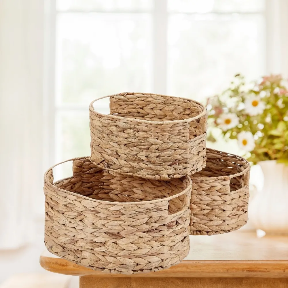 Best Choice Set of 3 Natural Wicker Nested Baskets with Handles Multifunctional Bulk Nesting Water Hyacinth Storage Baskets From Vietnam  6