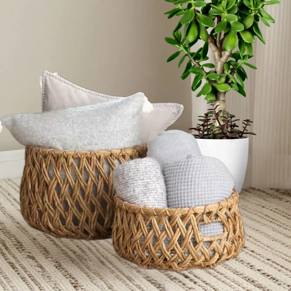 Best-Selling Bohemian Water Hyacinth Storage Baskets Stylish Natural Decor and Functional Storage Solution for Any Room 1