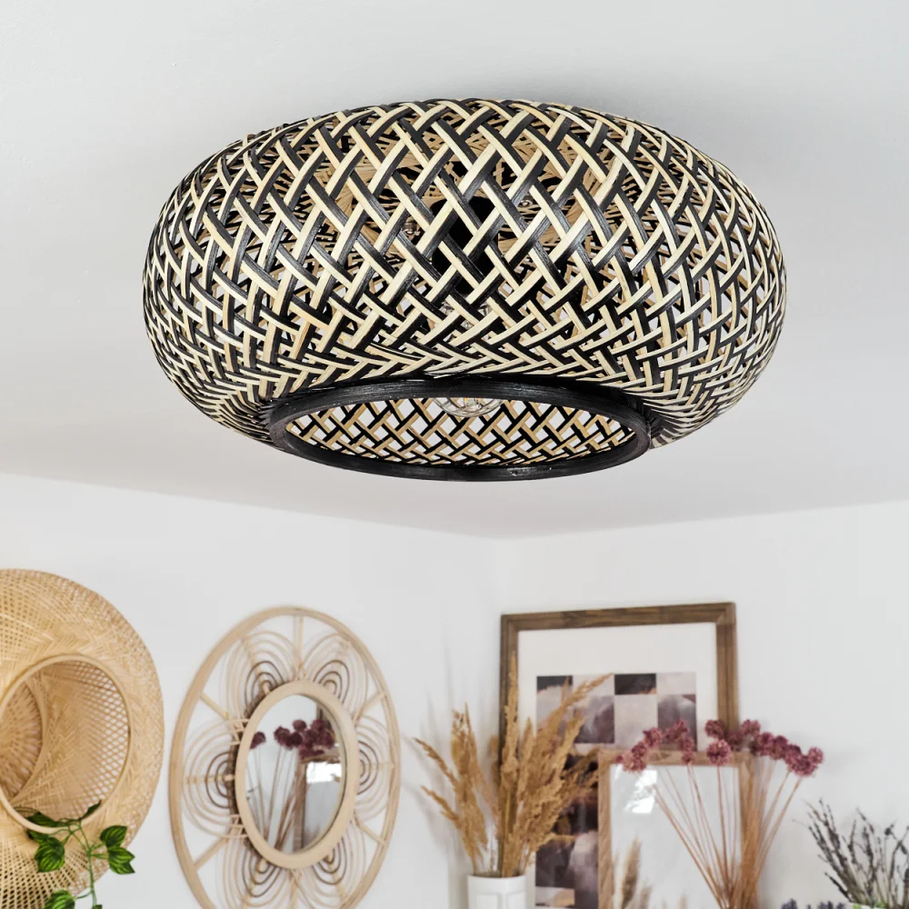 Black Bamboo Ceiling Lamp, Lamps made from handmade materials, home decoration accessories, wholesale. 6