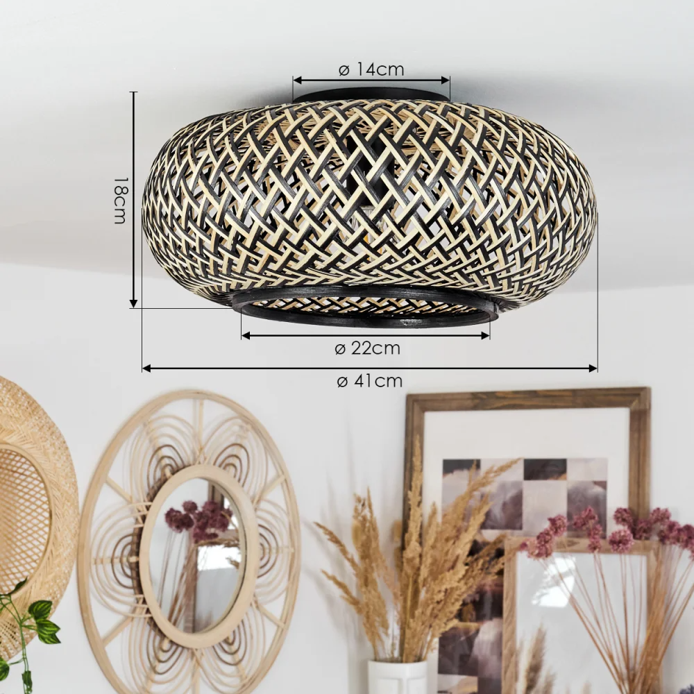 Black Bamboo Ceiling Lamp, Lamps made from handmade materials, home decoration accessories, wholesale. 4