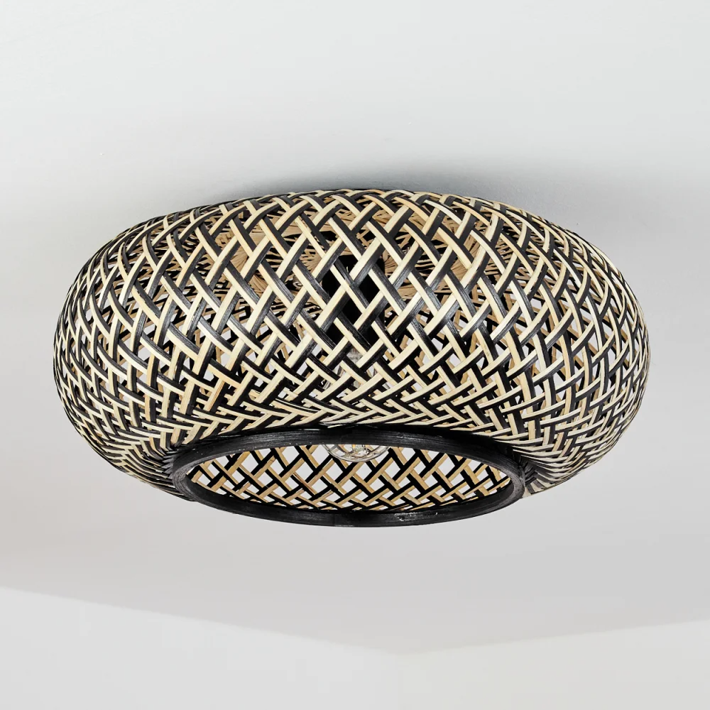 Black Bamboo Ceiling Lamp, Lamps made from handmade materials, home decoration accessories, wholesale. 3