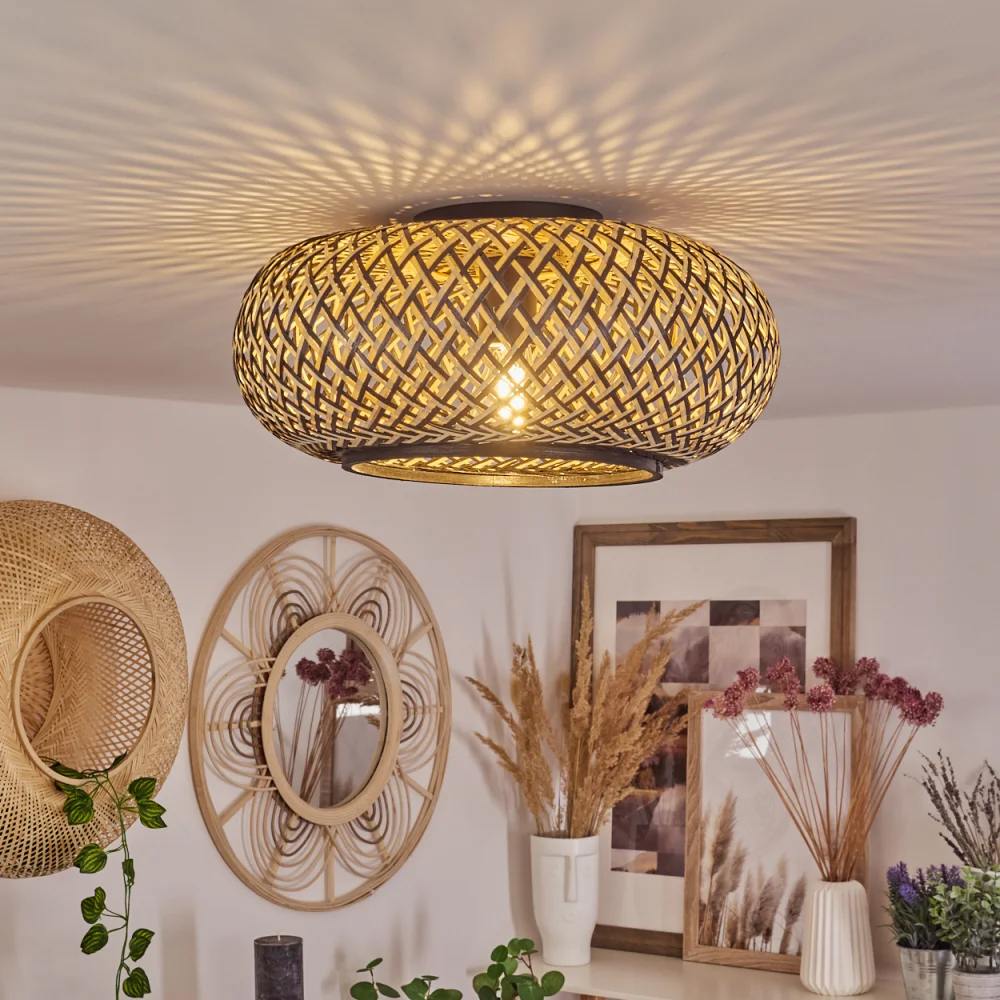 Black Bamboo Ceiling Lamp, Lamps made from handmade materials, home decoration accessories, wholesale. 5