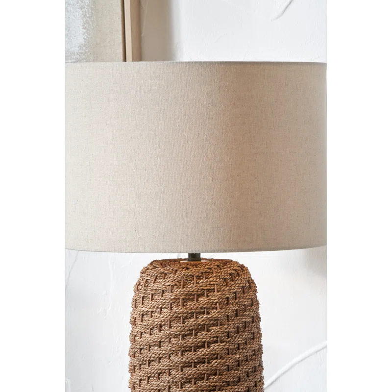 Brown Woven Seagrass Table Lamp, Lamps made from handmade materials, home decoration accessories, wholesale. 2