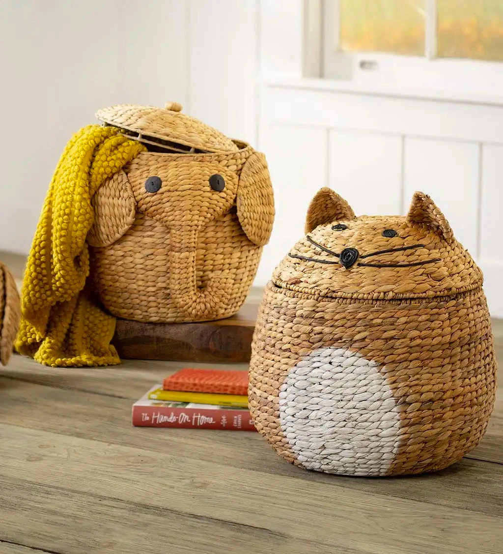 Cat Shaped Storage Basket Woven Home accessories Natural materials that are safe for health and aesthetically pleasing wholesale 4