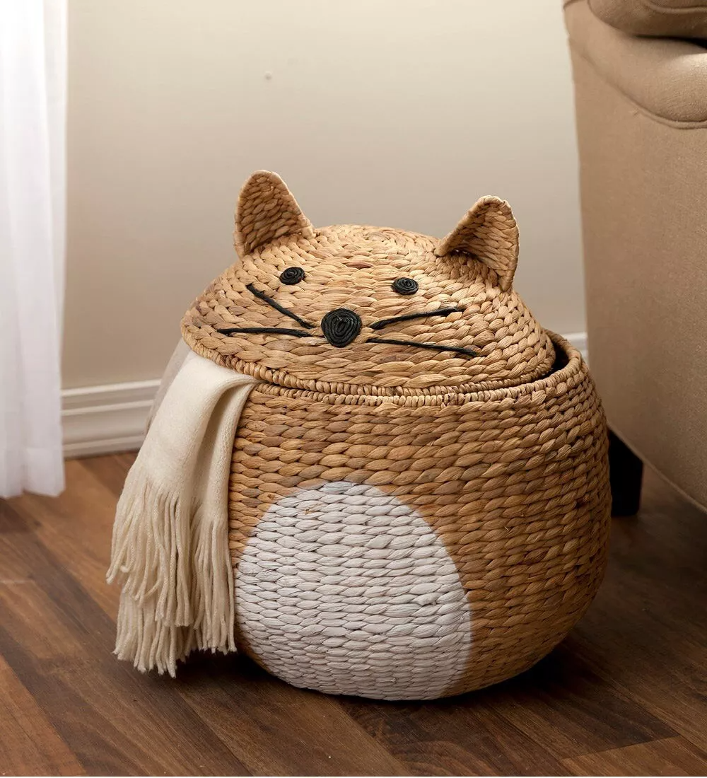 Cat Shaped Storage Basket Woven Home accessories Natural materials that are safe for health and aesthetically pleasing wholesale 6