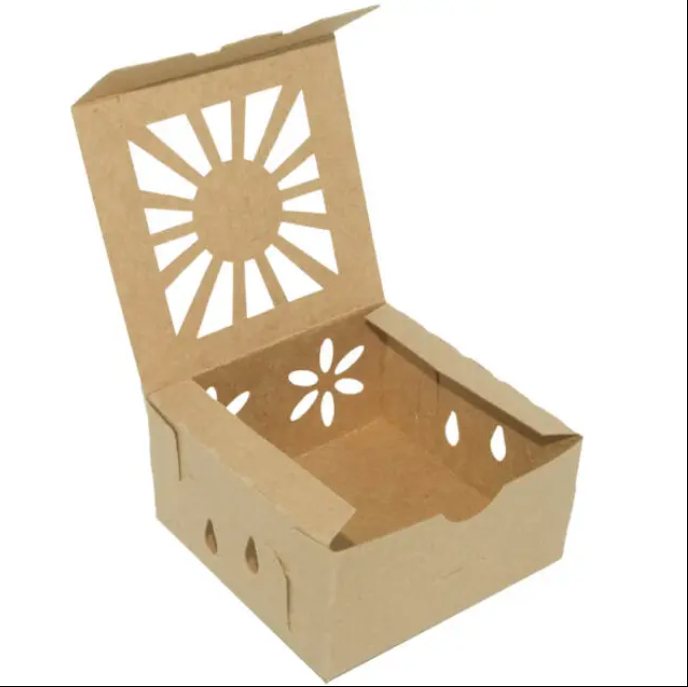 Compostable Kraft Paper Box with Window Breathable Cardboard Packaging for Fresh Fruit & Vegetables Eco Friendly and Sustainable 2