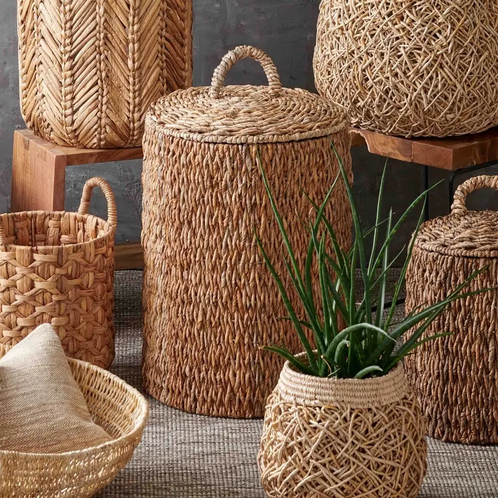 Customizable Water Hyacinth Storage Baskets Wholesale Durable Non-Toxic Handwoven Design Perfect For Indoor And Outdoor Use 4