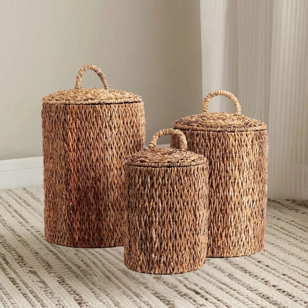 Customizable Water Hyacinth Storage Baskets Wholesale Durable Non-Toxic Handwoven Design Perfect For Indoor And Outdoor Use 1