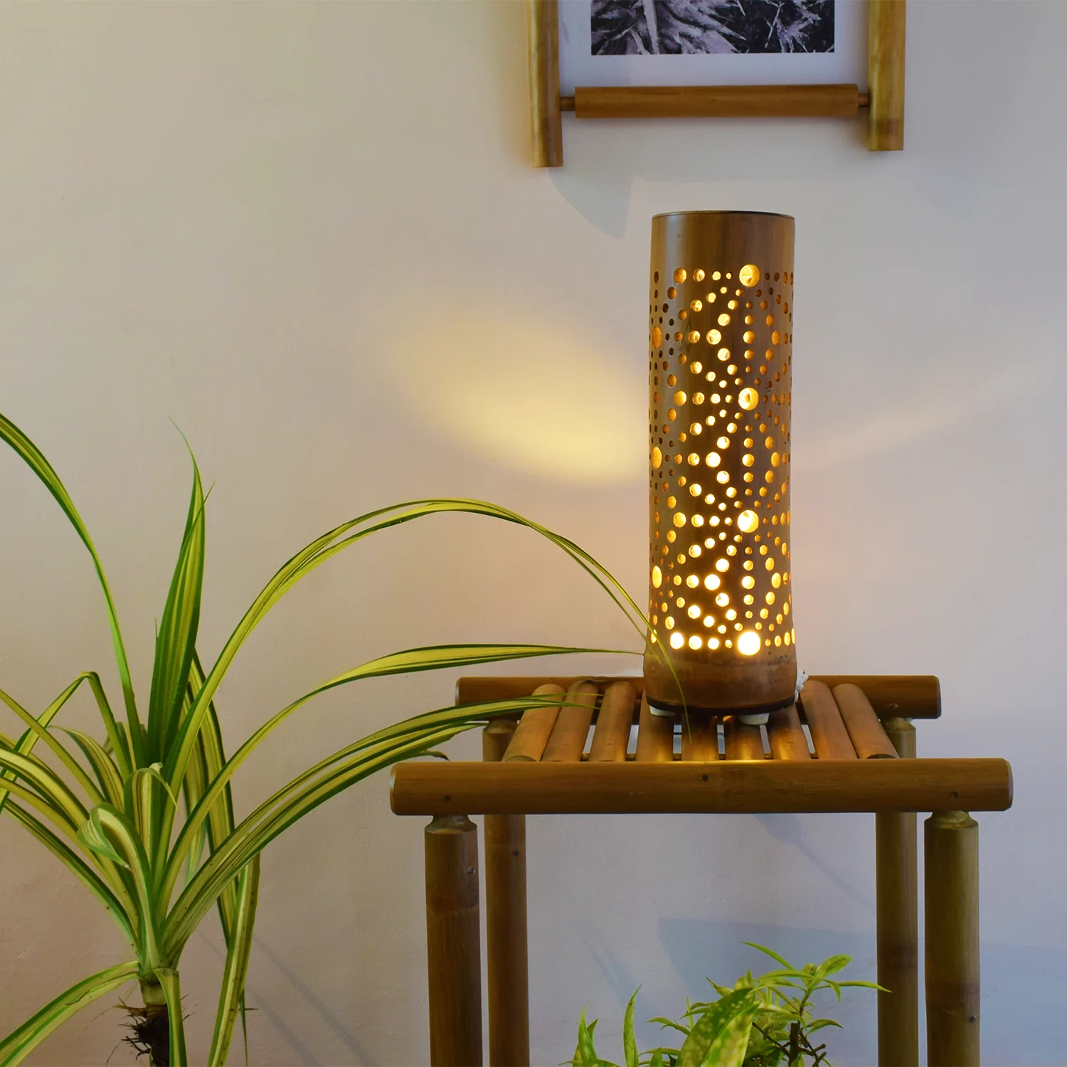 Cylindrical Natural Bamboo Lantern, Bamboo lantern, Handmade Bamboo Lamp, Eco-Friendly Home Decor, Wholesale. 2