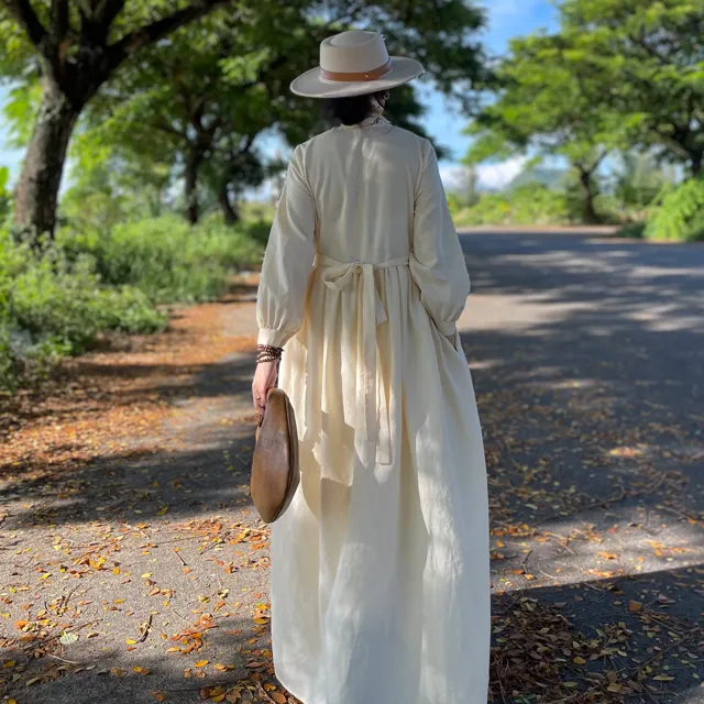 High Quality Dress Woman Wholesale Long Sleeve Boho Casual Women Linen Dress Elegant Long Dresses Women Casual From Vietnam 7