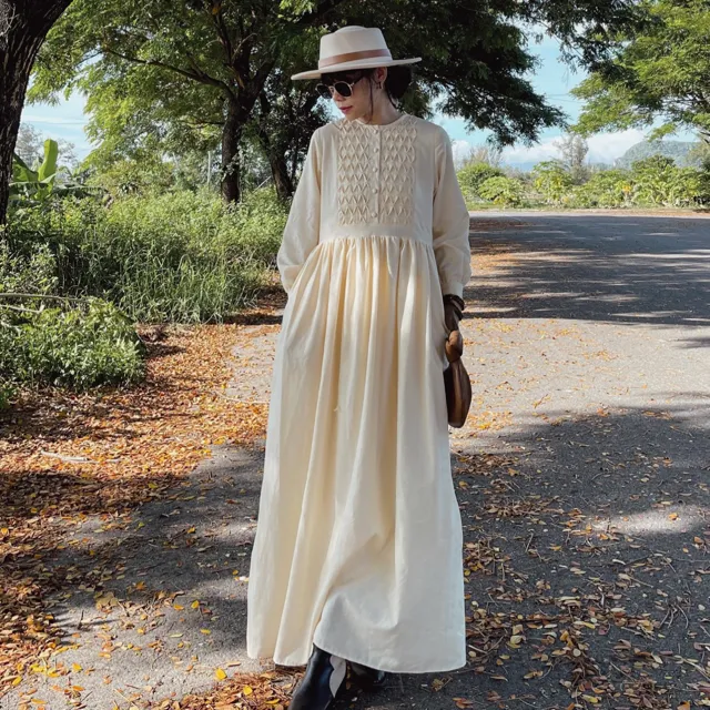 High Quality Dress Woman Wholesale Long Sleeve Boho Casual Women Linen Dress Elegant Long Dresses Women Casual From Vietnam 2