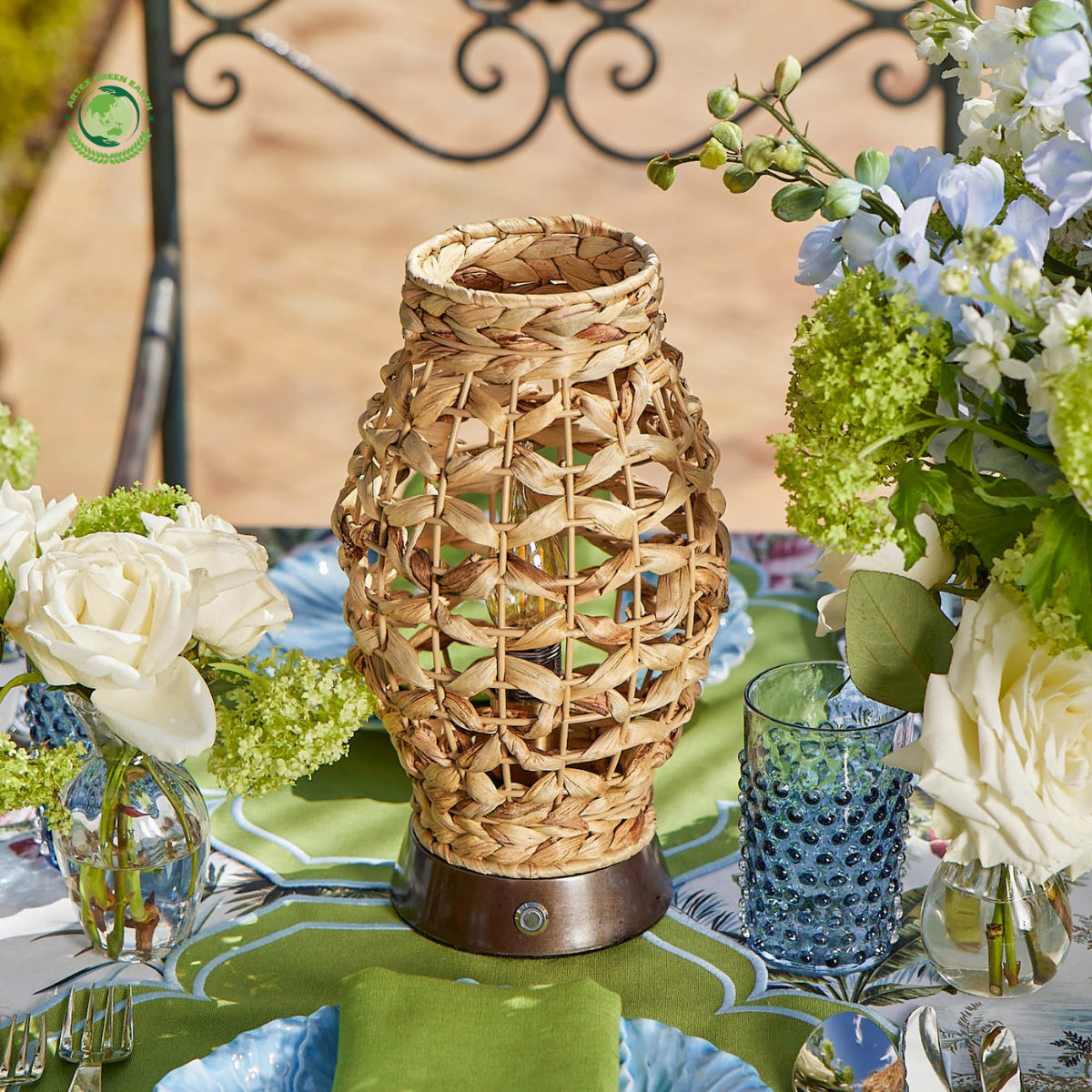 Flower Vase-Shaped Water Hyacinth Lantern, Craft Lamps, Home Decor, Eco Friendly Home Decor, Wholesale. 4