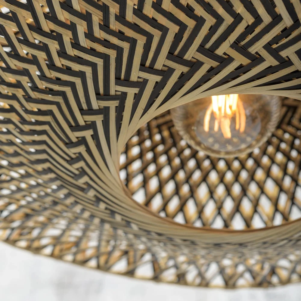 Flying saucer shaped bamboo ceiling light, Lamps made from handmade materials, home decoration accessories, wholesale. 4