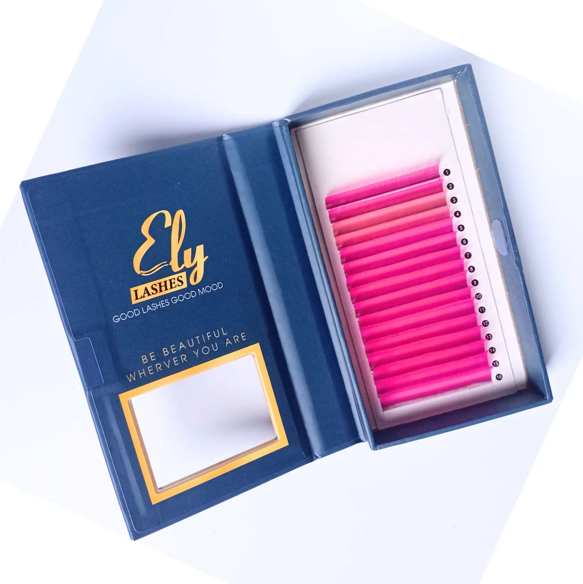 Good Factory Price Color Cashmere Lash Extensions Customized Packaging As Request Eyelash Extensions  12- 16 rows Mix Length 7