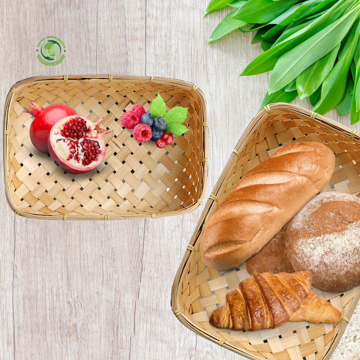 Hand woven bamboo basket for holding bread and fruit, objects. Fashionable design, exquisite and durable. 4