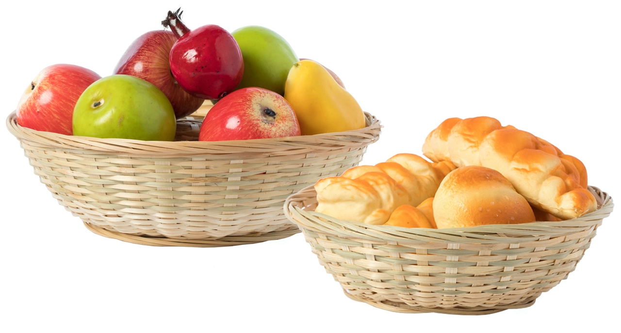 Hand woven bamboo basket for holding bread and fruit, objects. Fashionable design, exquisite and durable trays 2