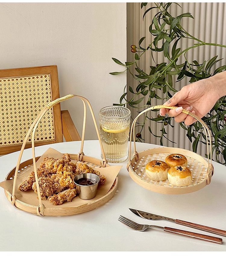 Hand-woven bamboo bread basket, storage basket Fashionable design, simple but sophisticated 2