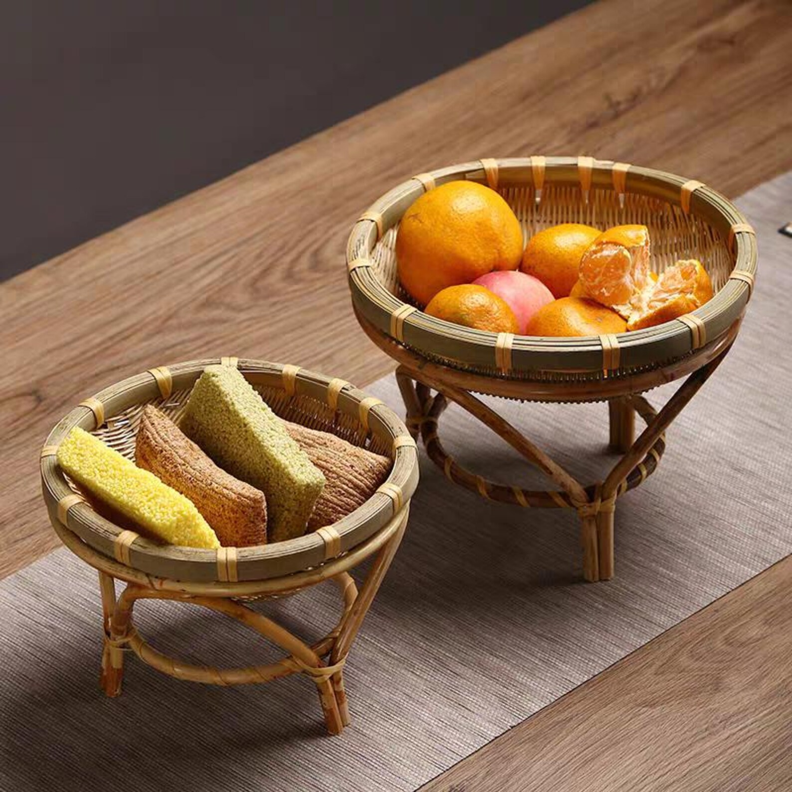 Hand-woven bamboo bread basket, storage basket, trays Fashionable design, simple but sophisticated 1