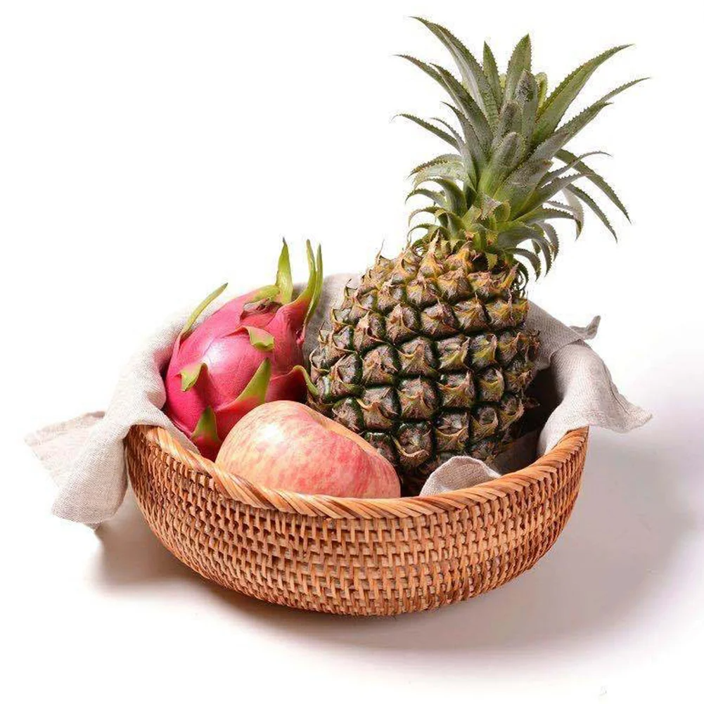 Hand woven basket rattan, bamboo, water hycinth, seagrass basket for holding bread and fruit, objects. Fashionable 2