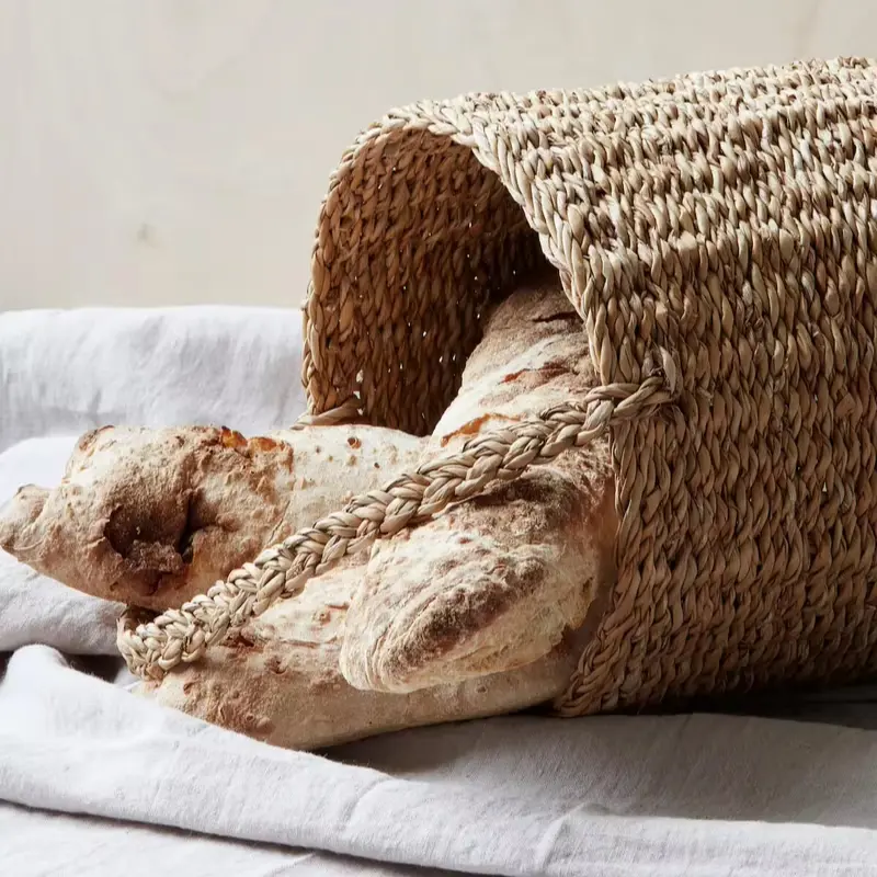 Hand woven basket rattan, bamboo, water hycinth, seagrass oval basket for holding bread and fruit, objects Fashionable. 2
