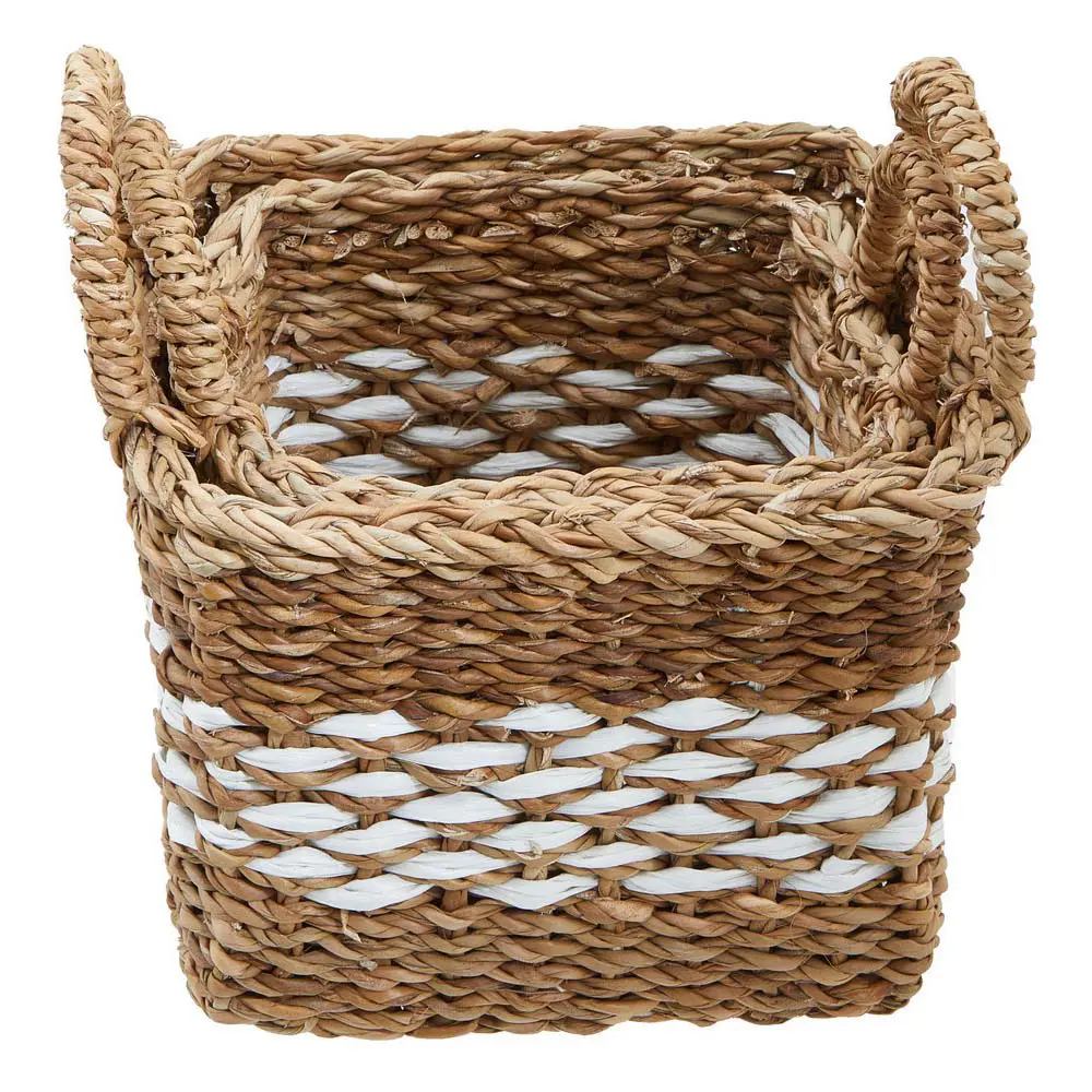 Hand woven basket rattan, bamboo, water hycinth, seagrass trays basket for holding bread and fruit, Square basket with handle 1
