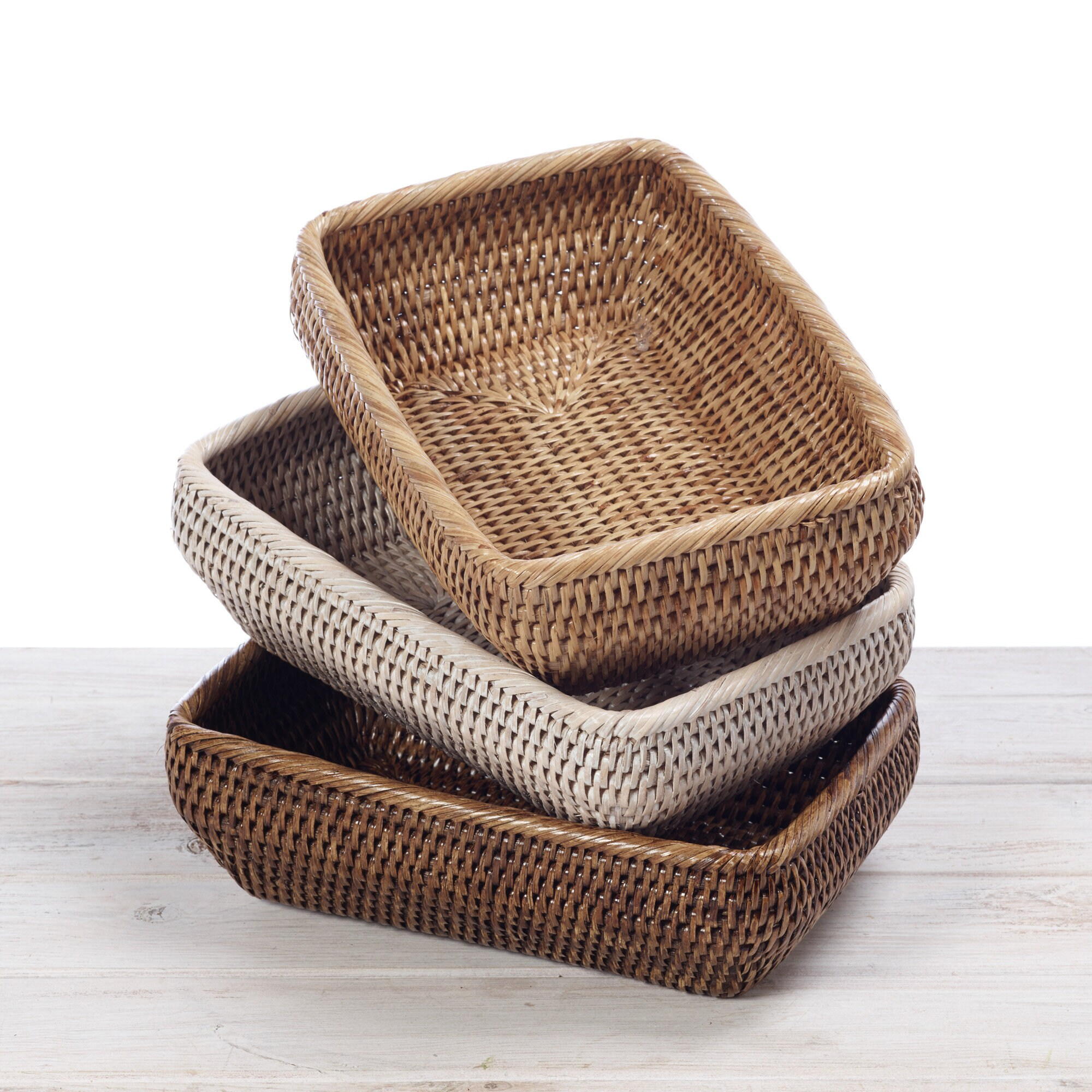 Hand-woven basket/tray made of rattan, bamboo, water hyacinth, seagrass for bread, fruit, fashion items, table decoration 3