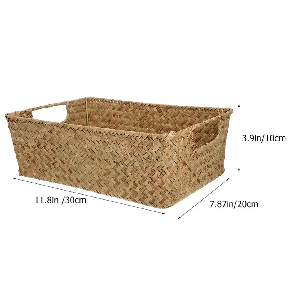 Hand-woven baskets square made of rattan, bamboo, water hyacinth, seagrass for bread, fruit, fashion items, table decoration 3