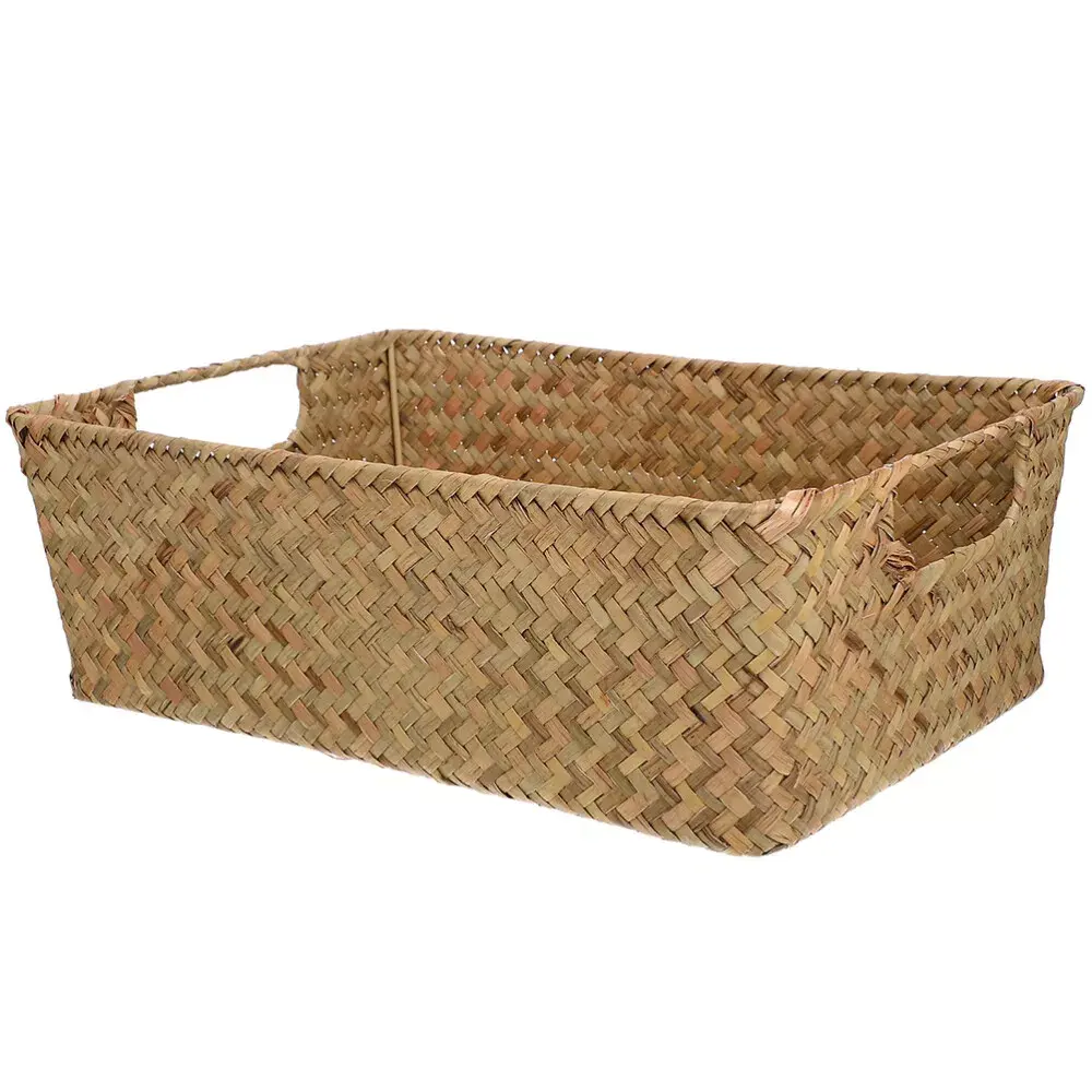 Hand-woven baskets square made of rattan, bamboo, water hyacinth, seagrass for bread, fruit, fashion items, table decoration 4
