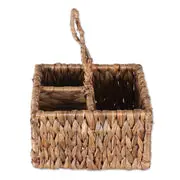 Hand woven round rattan, bamboo, seagrass water hycinth, seagrass basket trinket Box,  spoon box 3 Compartments 3