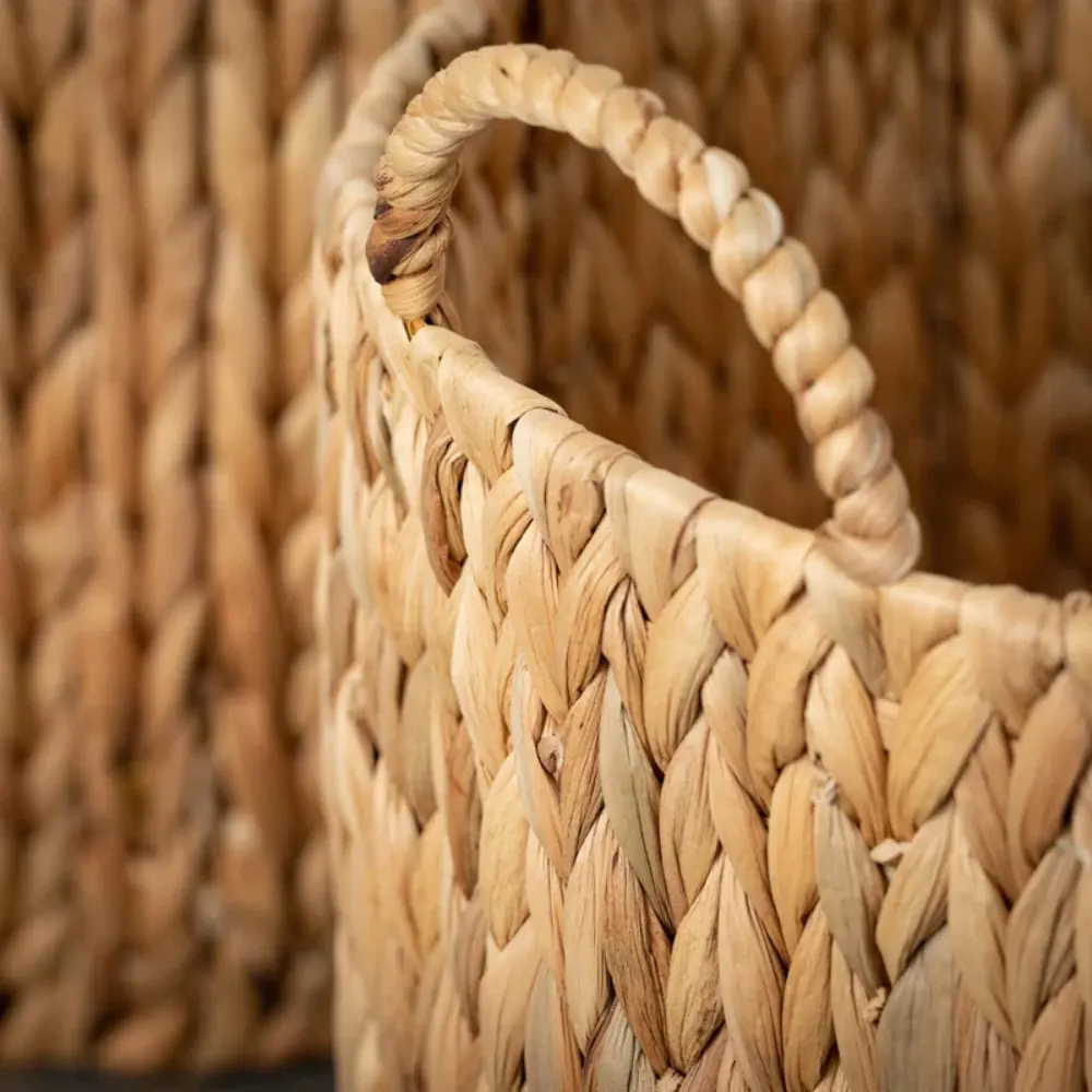 Handcrafted Fiber Baskets Set of 2 Natural High Quality Large Water Hyacinth Wicker Hand-Woven with Handles +84 976 578 835 5