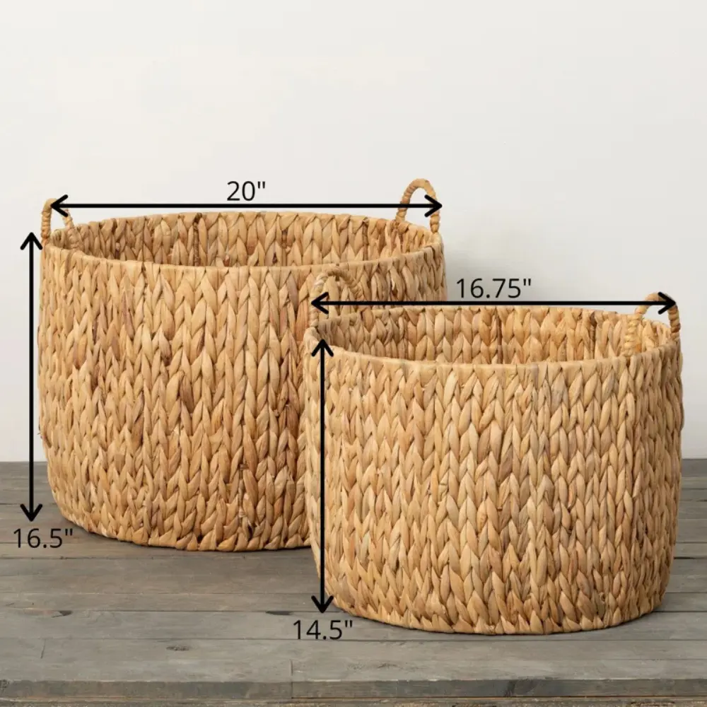 Handcrafted Fiber Baskets Set of 2 Natural High Quality Large Water Hyacinth Wicker Hand-Woven with Handles +84 976 578 835 3