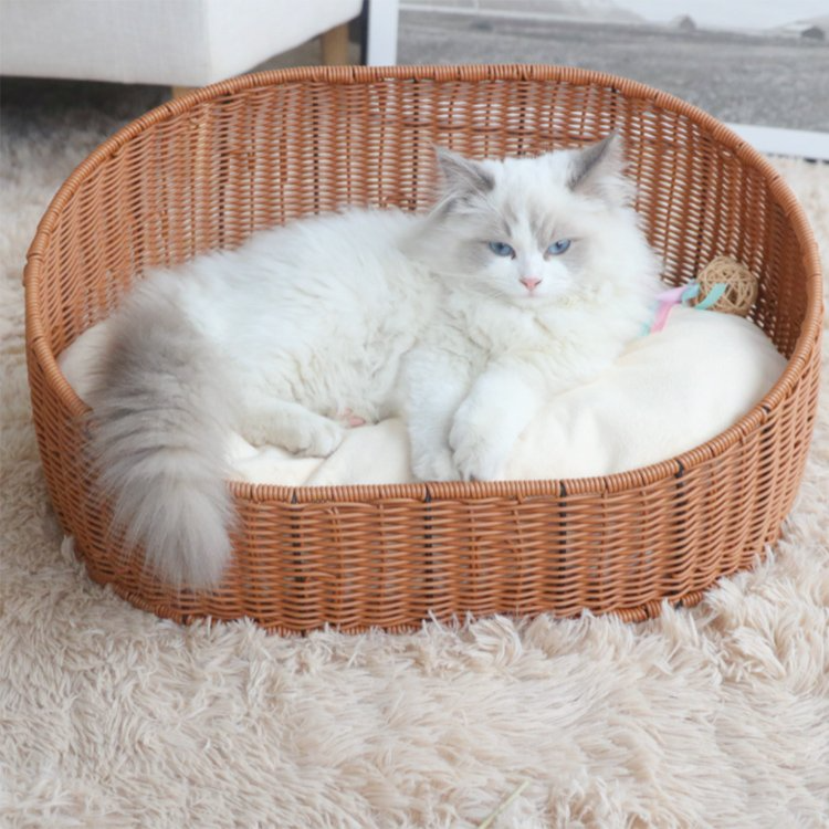 Handmade Natural Rattan Round Pet House, Pet accessories made from natural materials and stylish home decoration, Wholesale. 4