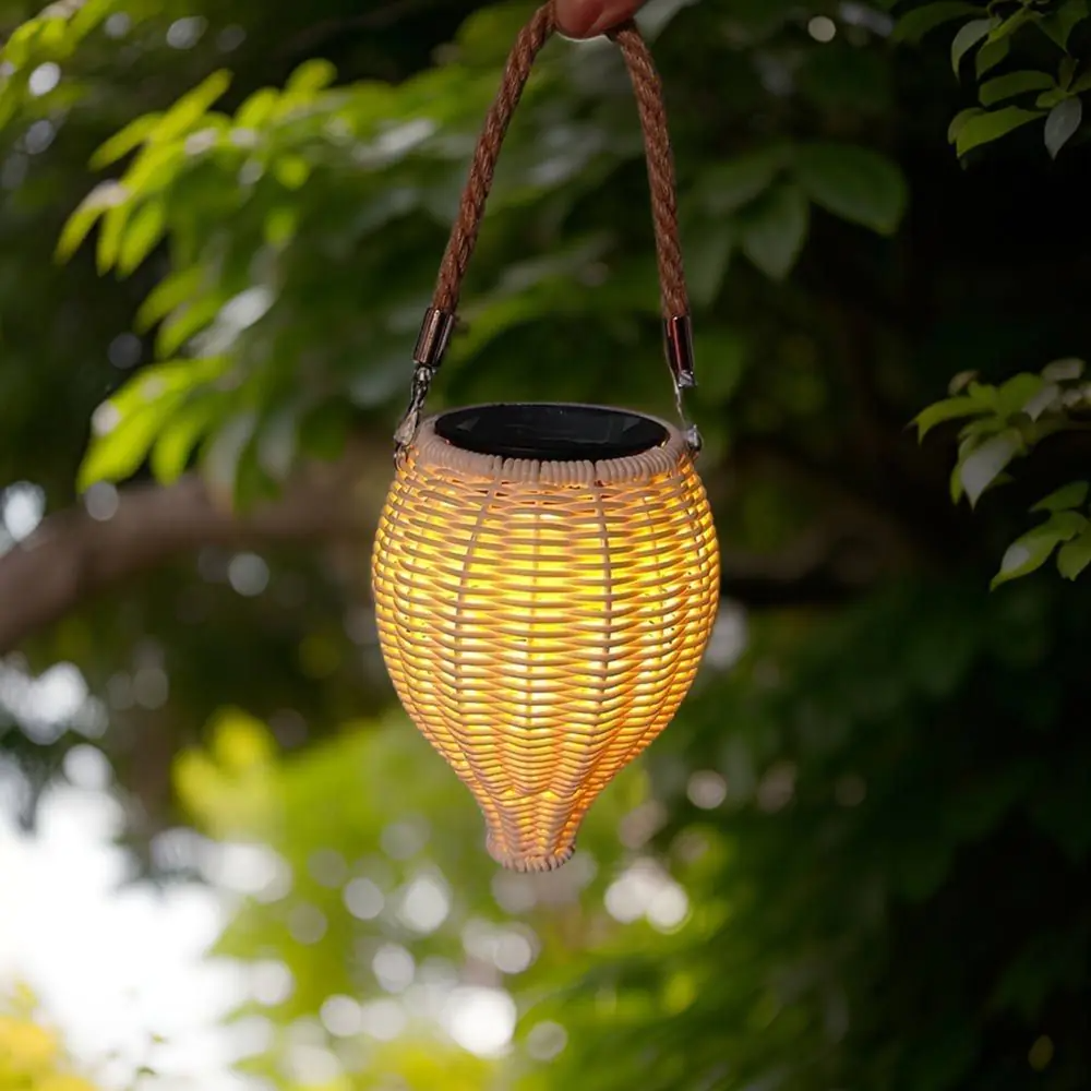 Handmade Rattan Solar Lantern, solar lights made from natural materials, home decor, eco-friendly home decor, wholesale. 3