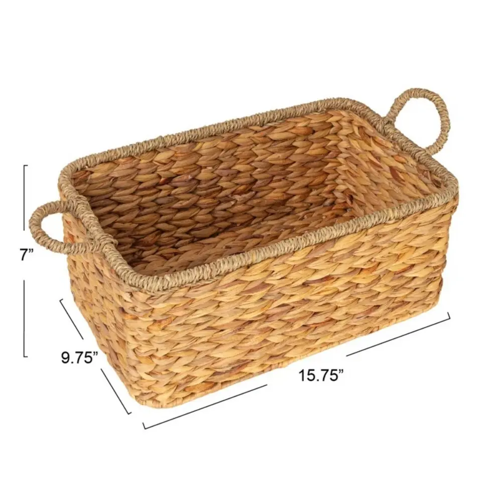 Handmade Rectangle Natural Water Hyacinth Storage Basket With Handles Functional Versatile Storage Eco Friendly  +84976578835 4