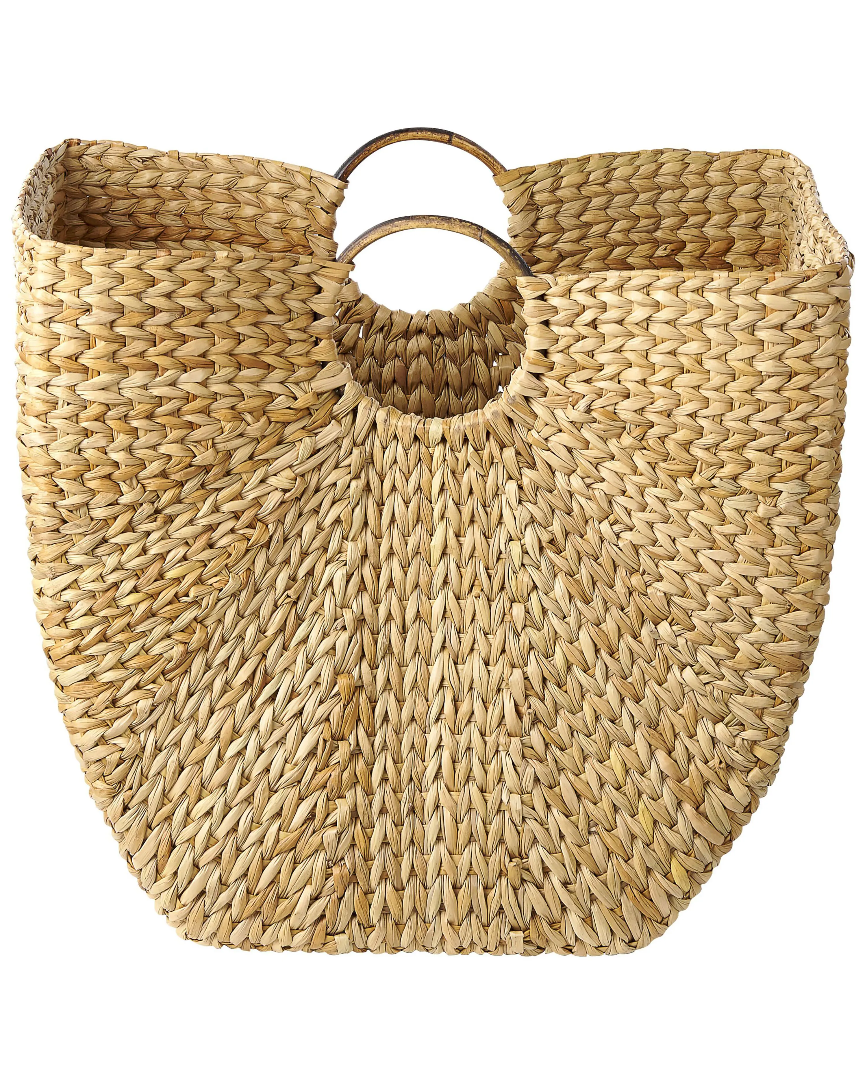 Handwoven water hyacinth basket with handle Natural accessories home organization accessory highly aesthetic wholesale available 1