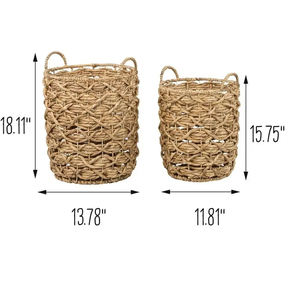 Handwoven Water Hyacinth Basket with Strong Handles Durable Ideal for Planter Cover Flower Arrangement Storage for Clothes 6