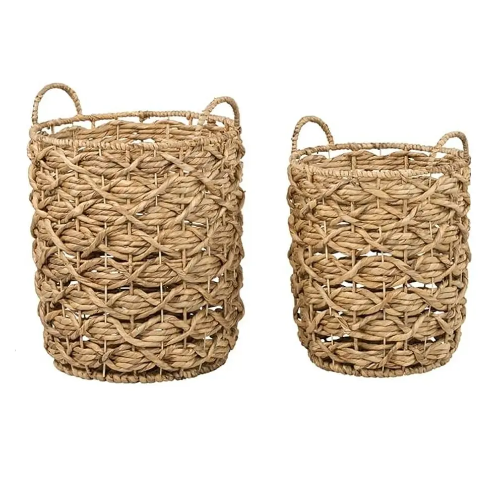 Handwoven Water Hyacinth Basket with Strong Handles Durable Ideal for Planter Cover Flower Arrangement Storage for Clothes 2