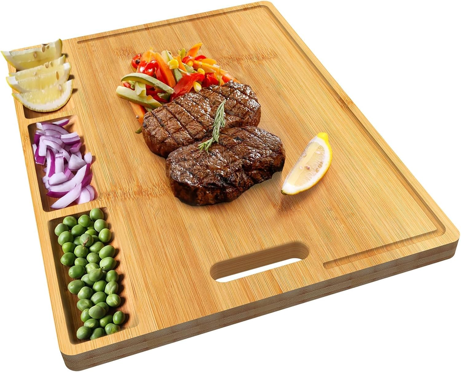 Large Bamboo Chopping Board is made from natural materials, environmentally friendly, heat resistant, durable and beautiful. 1