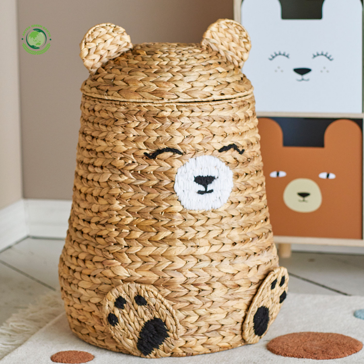 Large bear basket holds all toys, Home accessories Natural materials that are safe for health and aesthetically pleasing 4