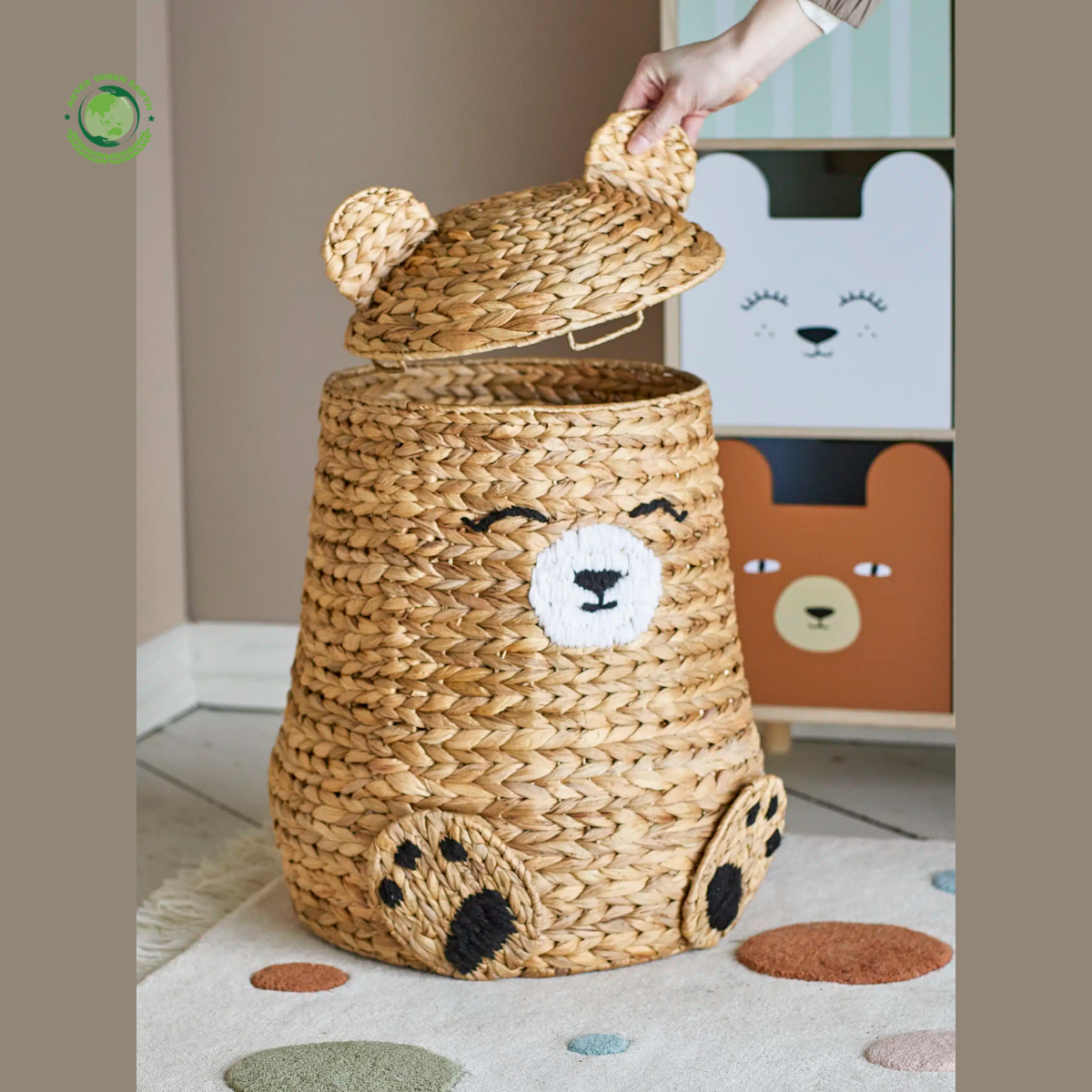 Large bear basket holds all toys, Home accessories Natural materials that are safe for health and aesthetically pleasing 2