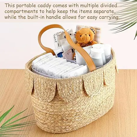 Large Round Water Hyacinth Basket with Hand-woven Handles a Stylish Practical Storage Solution for Home and Kid Rooms. 3