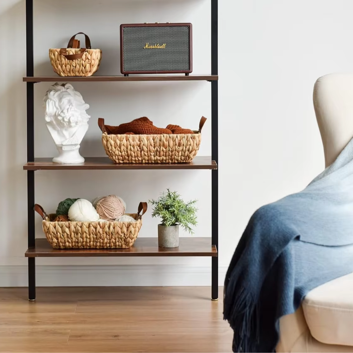 Leather handle basket, Storage basket, home organization accessory highly aesthetic, wholesale available. 6