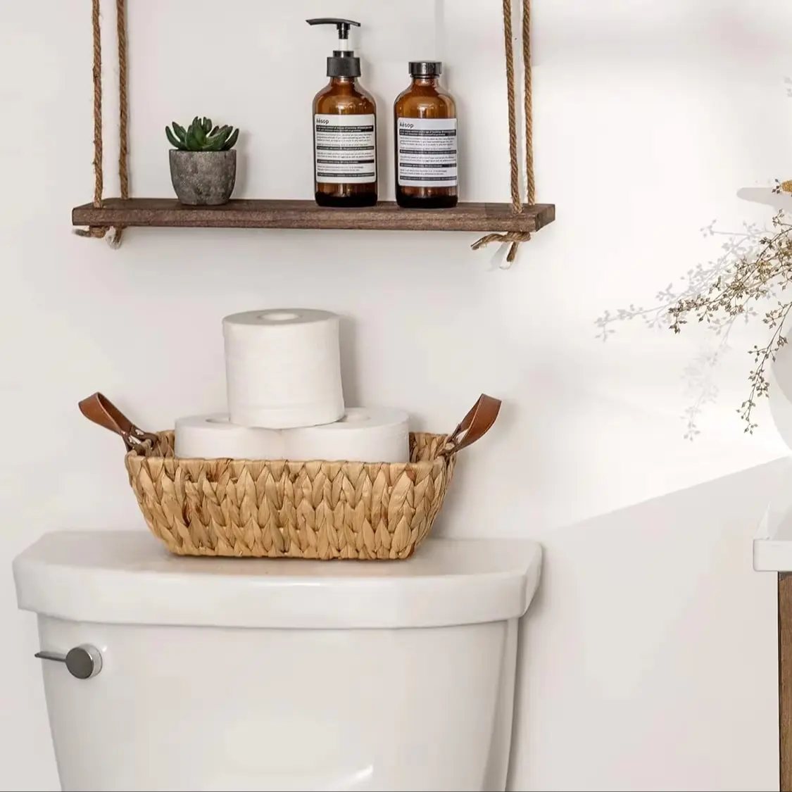 Leather handle basket, Storage basket, home organization accessory highly aesthetic, wholesale available. 4