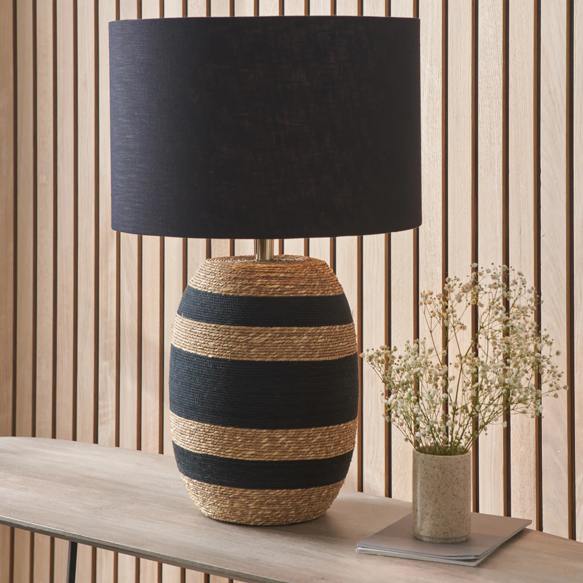 Lifestyle Black Sea Grass Tall Table Lamp, Lamps made from handmade materials, home decoration accessories, wholesale. 6