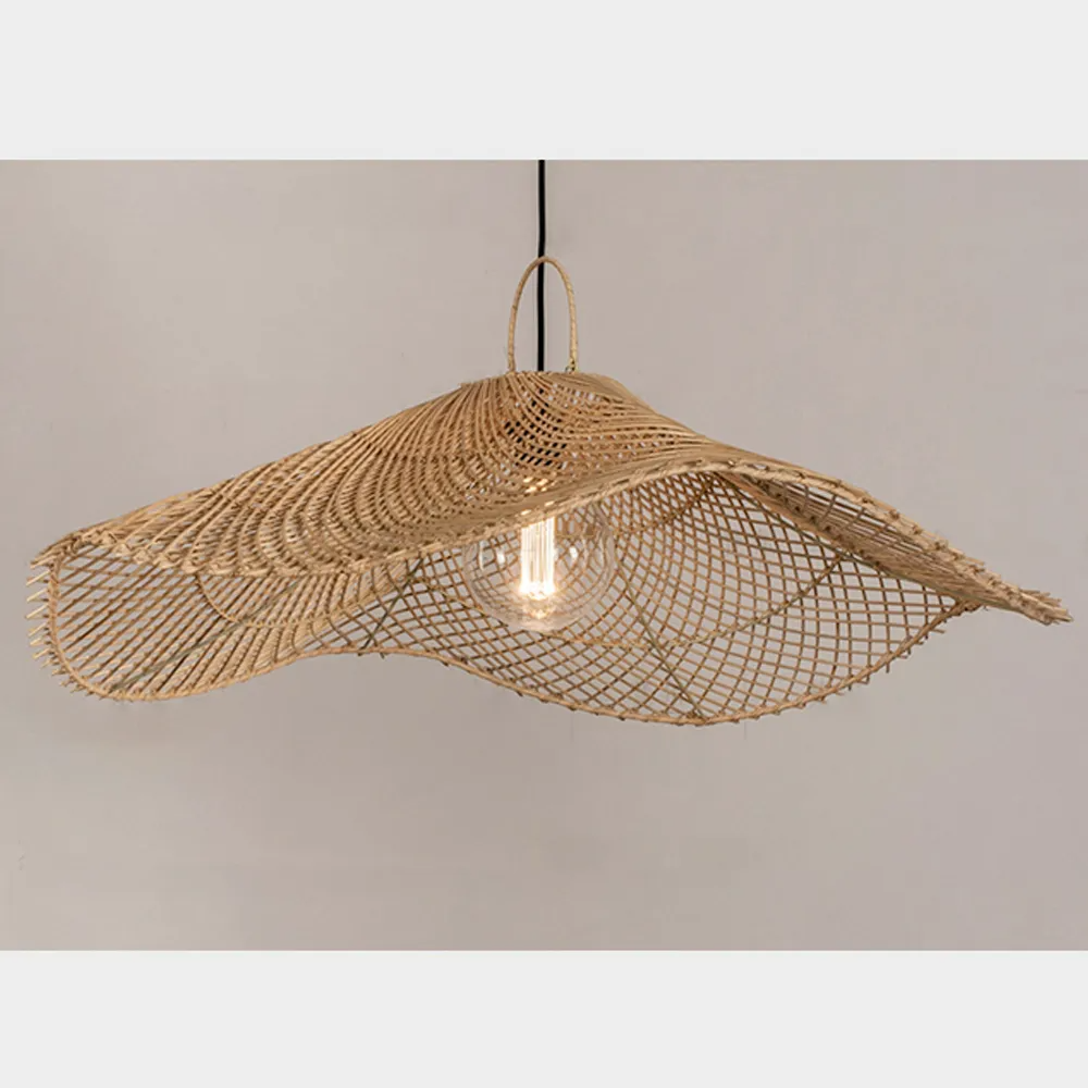 Lotus leaf woven rattan lampshade, Lamps made from handmade materials, home decoration accessories, wholesale. 3