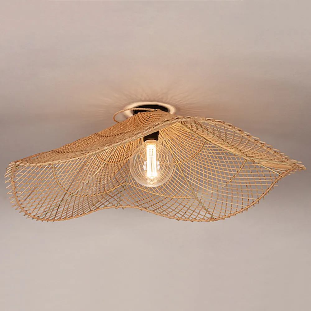 Lotus leaf woven rattan lampshade, Lamps made from handmade materials, home decoration accessories, wholesale. 2