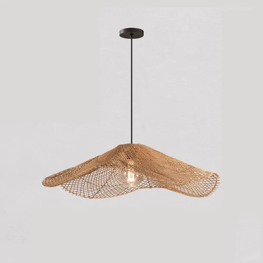 Lotus leaf woven rattan lampshade, Lamps made from handmade materials, home decoration accessories, wholesale. 1