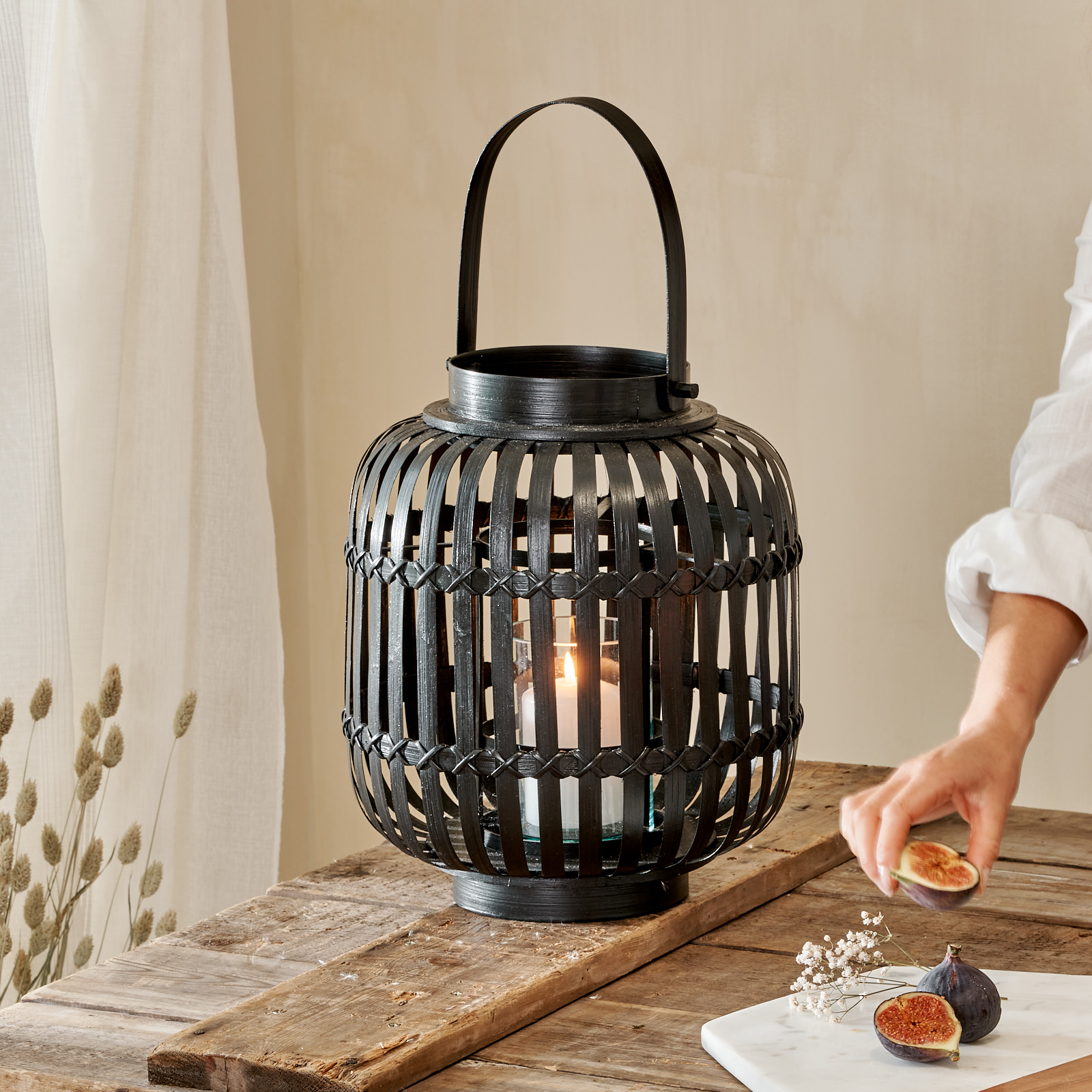 Natural Bamboo Hurricane Lantern, Bamboo lantern, Handmade Bamboo Lamp, Eco-Friendly Home Decor, Wholesale. 5